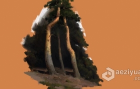 绘画教程 自然树木完整数字绘画训练视频教程