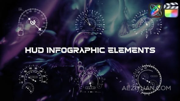 94个科技感信息数据图表元素动画FCPX插件 HUD Infographic Elements科技感,信息,元素,动画,插件 - AE资源网 www.aeziyuan.com