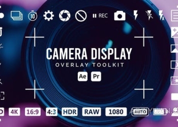 32个相机取景器图标摄像机取景框叠加工具包-AE&PR模板 Camera Display Overlay Toolkit