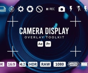 32个相机取景器图标摄像机取景框叠加工具包-AE&PR模板 Camera Display Overlay Toolkit