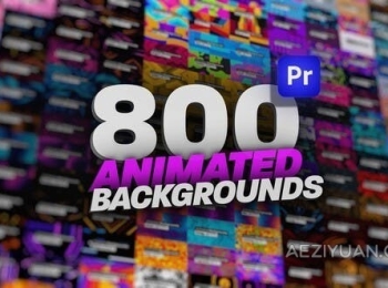 800种可循环响应式设计色彩鲜艳的动画背景元素包-PR模板 Animated Backgrounds Pack For Premiere Pro