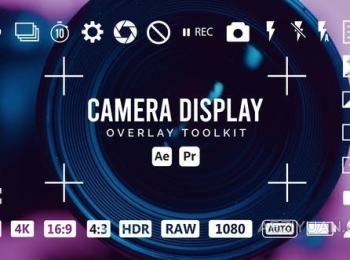 32个相机取景器图标摄像机取景框叠加工具包-AE&PR模板 Camera Display Overlay Toolkit