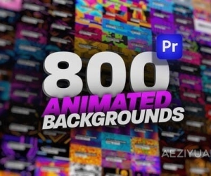 800种可循环响应式设计色彩鲜艳的动画背景元素包-PR模板 Animated Backgrounds Pack For Premiere Pro