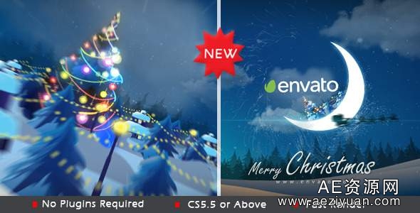 圣诞老人月亮圣诞祝福片头AE模板 VideoHive Christmas in Moon圣诞老人,月亮,片头,christmas - AE资源网 www.aeziyuan.com