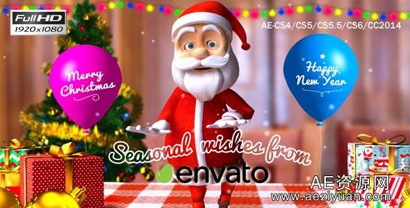 2015圣诞节祝福动画展示AE模板VideoHive Christmas-Happy Santa圣诞节,祝福,展示 - AE资源网 www.aeziyuan.com