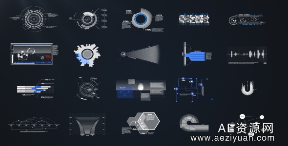 20组科技信息元素动画AE模板 HUD &amp; Infographic Elements元素,动画 - AE资源网 www.aeziyuan.com