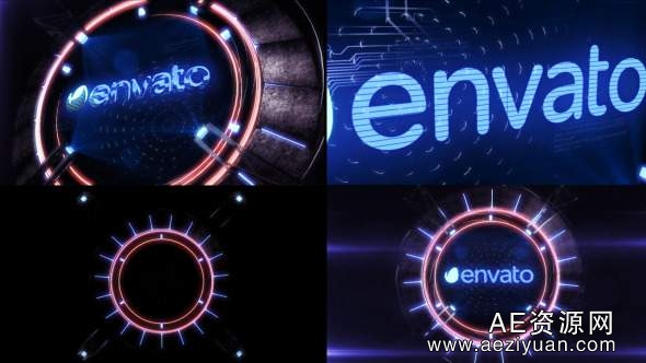 全息机动标志动画展示AE模板Videohive Holographic Mechanism Logo全息,机动,标志,动画,展示 - AE资源网 www.aeziyuan.com