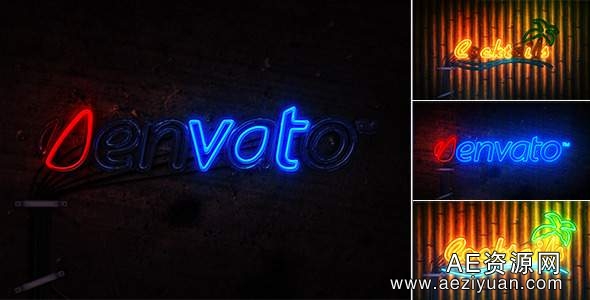 霓虹灯效果logo展示AE模板Videohive Neon Light霓虹灯,效果,展示 - AE资源网 www.aeziyuan.com