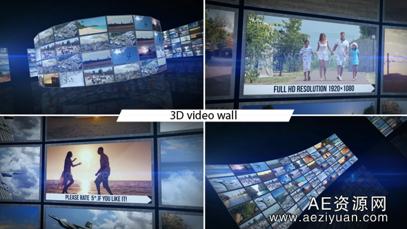 三维电视墙展示动画模板-3D Video Wall-含音乐电视墙,展示,动画模板,video,音乐 - AE资源网 www.aeziyuan.com