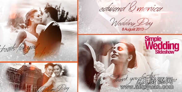 简单的婚礼幻灯片展示模板AE模板Videohive Simple Wedding Slideshow简单的,婚礼,幻灯片,展示,模板 - AE资源网 www.aeziyuan.com