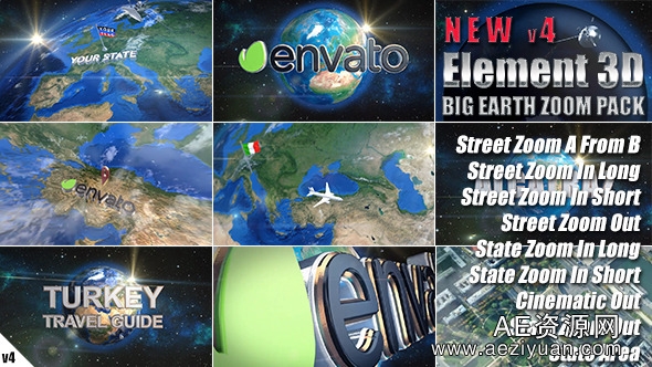 俯冲地球全球卫星定位系统展示AE模板Videohive Realistic 3D Earth Zoom Maker俯冲,地球,全球,卫星定位系统,定位系统 - AE资源网 www.aeziyuan.com