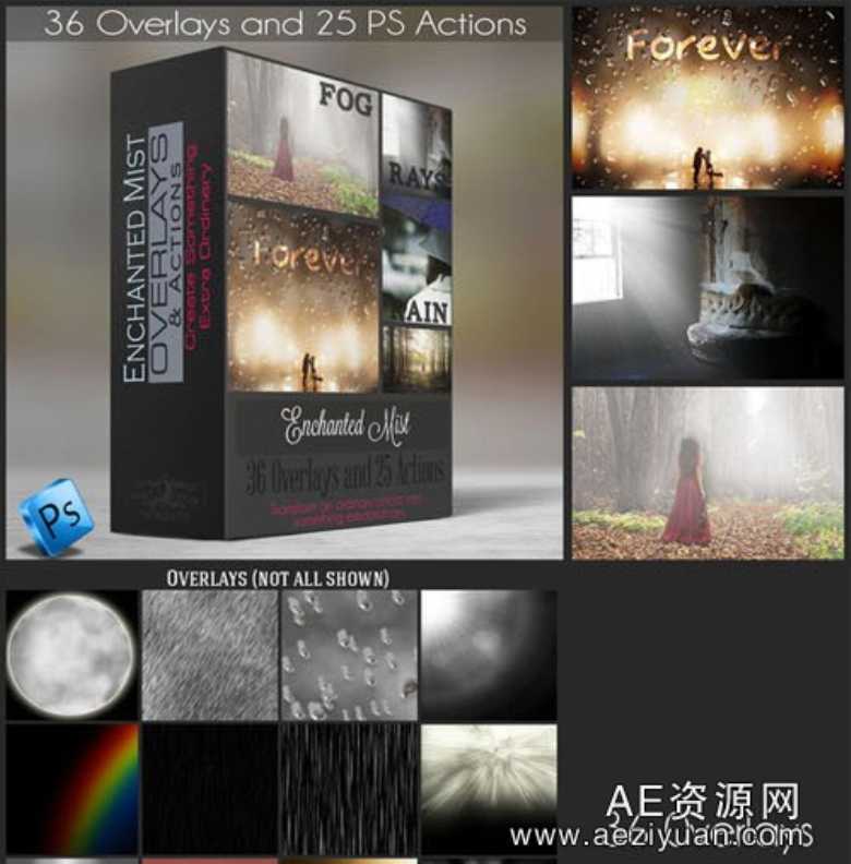 PS光线雨雪叠加特效调色动作 Enchanted Mist（附视频教程）光线,雨雪,叠加,特效,动作 - AE资源网 www.aeziyuan.com