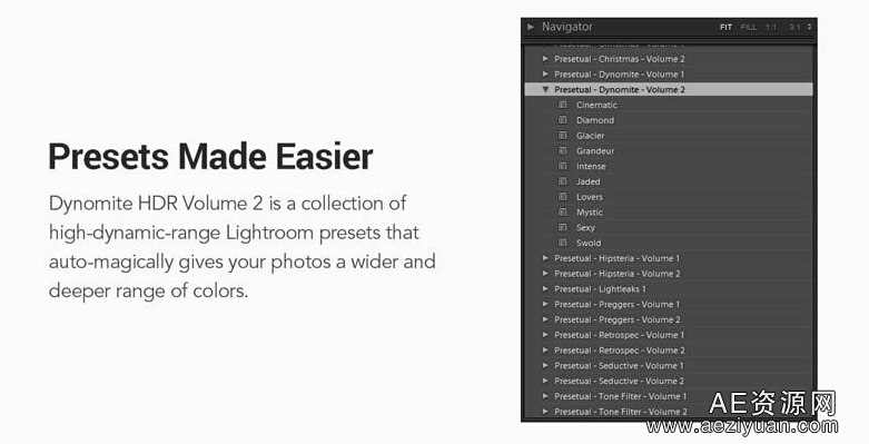 高动态HDRLightroom预设 Dynomite Lightroom Presets V2动态,预设,lightroom - AE资源网 www.aeziyuan.com