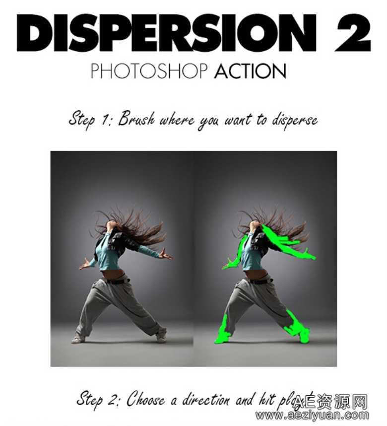 超酷分散碎片打散效果PS动作NO2(Dispersion 2 Photoshop Actions)超酷,分散,碎片,打散,效果 - AE资源网 www.aeziyuan.com