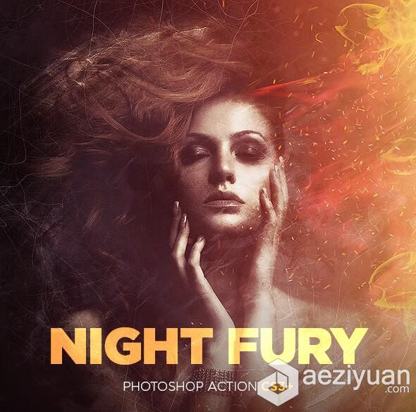 超酷火灾效应特效PS动作 Night Fury Photoshop Action 附视频教程超酷,火灾,效应,特效,动作 - AE资源网 www.aeziyuan.com