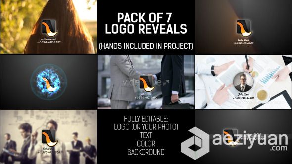 手势拼接涂抹Logo演绎动画AE模板 Videohive Pack of Hand Logo手势,拼接,涂抹,演绎,动画 - AE资源网 www.aeziyuan.com