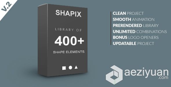 400组简洁图形元素包装动画AE模板合辑 Videohive Shapix Shape Elements Pack简洁,包装,动画,合辑,elements - AE资源网 www.aeziyuan.com