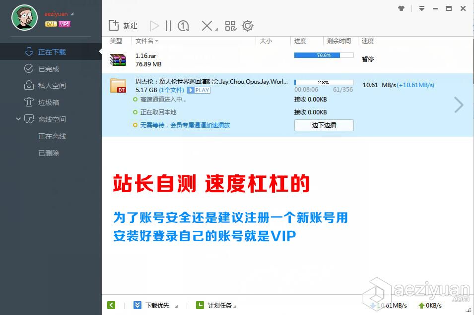 【站长自测】迅雷VIP破解版破解版,迅雷 - AE资源网 www.aeziyuan.com