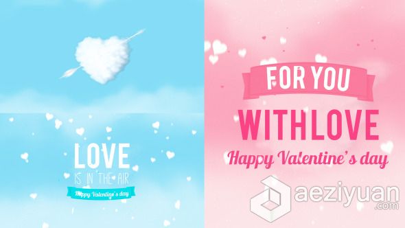 穿心云情人节动画AE模板 Videohive Valentines Day Card情人节,动画,valentine - AE资源网 www.aeziyuan.com