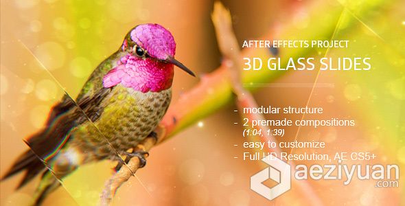 优雅玻璃质感相册动画AE模板 Videohive Glass Slides 3D优雅,质感,相册,动画 - AE资源网 www.aeziyuan.com