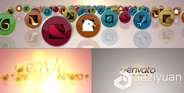 纽扣媒体图标聚合动画AE模板 Videohive Media Icons Logo纽扣,媒体,图标,聚合,动画 - AE资源网 www.aeziyuan.com