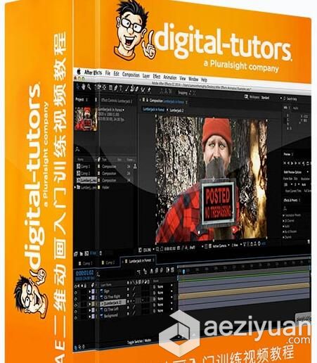 AE二维动画入门训练视频教程Digital-Tutors Beginning 2D Computer Animation in A...Photoshop,网页设计师,动画制作,后期制作,设计软件 - AE资源网 www.aeziyuan.com