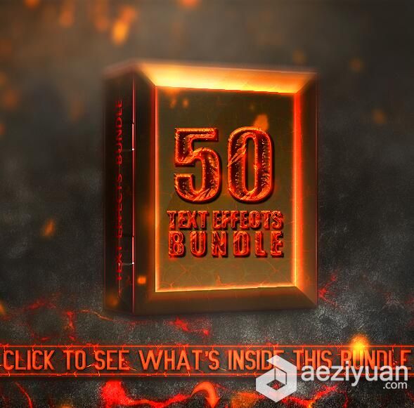 50个3D特效字体样式合集 3D Text Effects Bundle3d特效,字体,样式,合集,text - AE资源网 www.aeziyuan.com