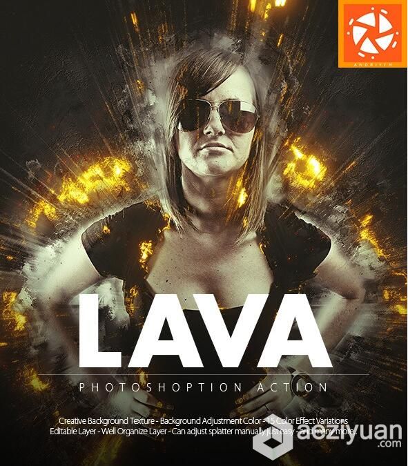 熔岩喷溅PS特效动作 Lava Photoshop Action 附视频教程熔岩,喷溅,特效,动作,photoshop - AE资源网 www.aeziyuan.com