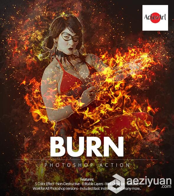 超酷火焰烟雾PS动作 Burn Photoshop Action 附视频教程超酷,火焰,烟雾,动作,photoshop - AE资源网 www.aeziyuan.com