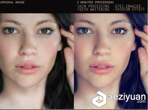 快速人像皮肤修饰PS动作 Quick &amp; Easy Skin Retouch 附视频教程快速,人像,皮肤,修饰,动作 - AE资源网 www.aeziyuan.com