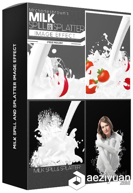 牛奶飞溅广告PS动作 Milk Spill and Splatter Image Effect牛奶,飞溅,广告,动作,milk - AE资源网 www.aeziyuan.com