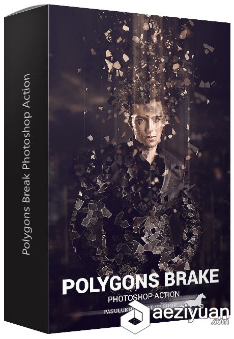 晶格化玻璃碎片分散动作 Polygons Break Photoshop Action 附教程玻璃碎片,碎片,分散,动作,polygon - AE资源网 www.aeziyuan.com