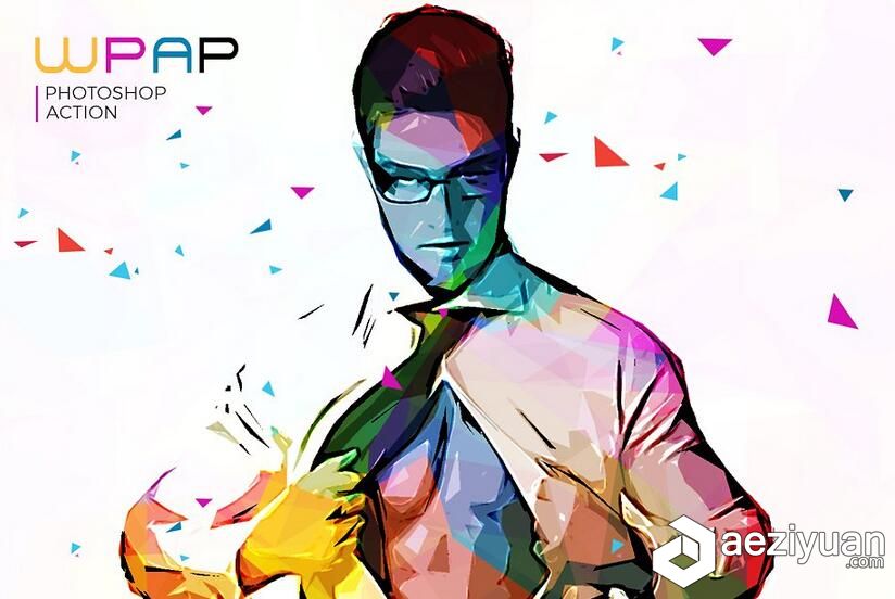 WPAP人像彩绘艺术PS动作 WPAP Art Photoshop Action人像,彩绘艺术,动作,photoshop,action - AE资源网 www.aeziyuan.com