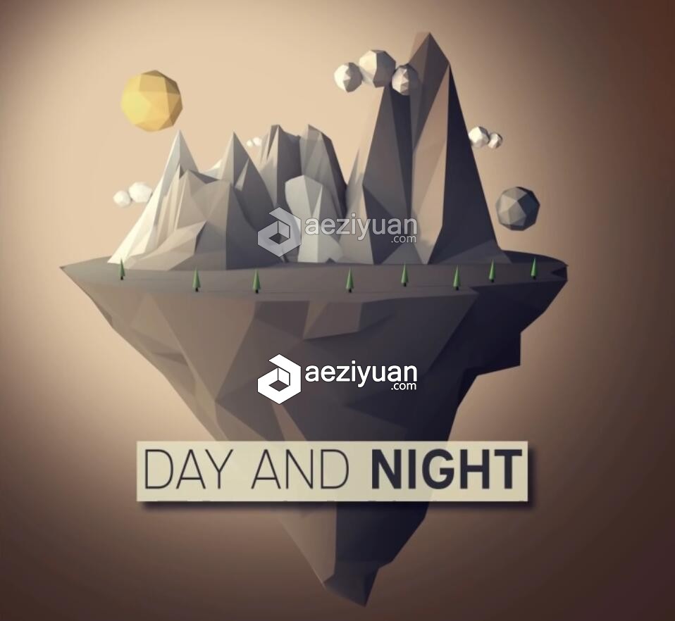 C4D低面体风格山体制作视频教程 Low Poly Floating Island Cinema 4D Tutorial风格,floating,island,cinema,tutorial - AE资源网 www.aeziyuan.com