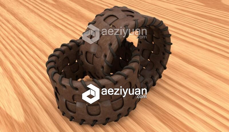 C4D皮革手环腰带建模材质渲染视频教程 Leather Bracelet Cinema 4D Tutorial皮革,手环,腰带,建模,材质 - AE资源网 www.aeziyuan.com