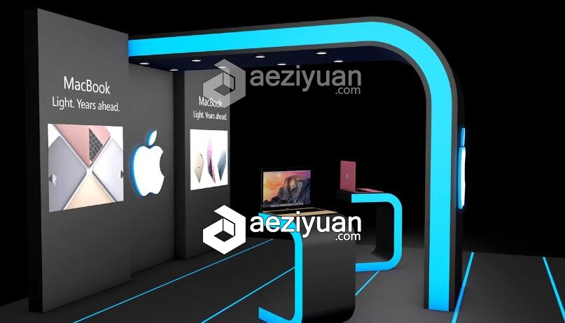 C4D苹果展示厅 建模材质渲染视频教程 附工程文件 Apple  Display Design苹果,展示,建模,材质,渲染 - AE资源网 www.aeziyuan.com