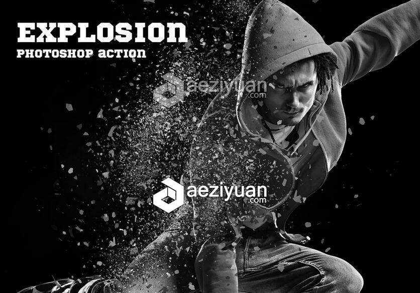 碎片爆炸PS动作 Explosion Photoshop Action碎片,爆炸,动作,explosion,photoshop - AE资源网 www.aeziyuan.com