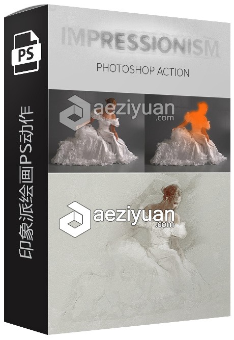 印象派绘画ps动作 Impressionism Photoshop Action印象派绘画,动作,photoshop,action - AE资源网 www.aeziyuan.com