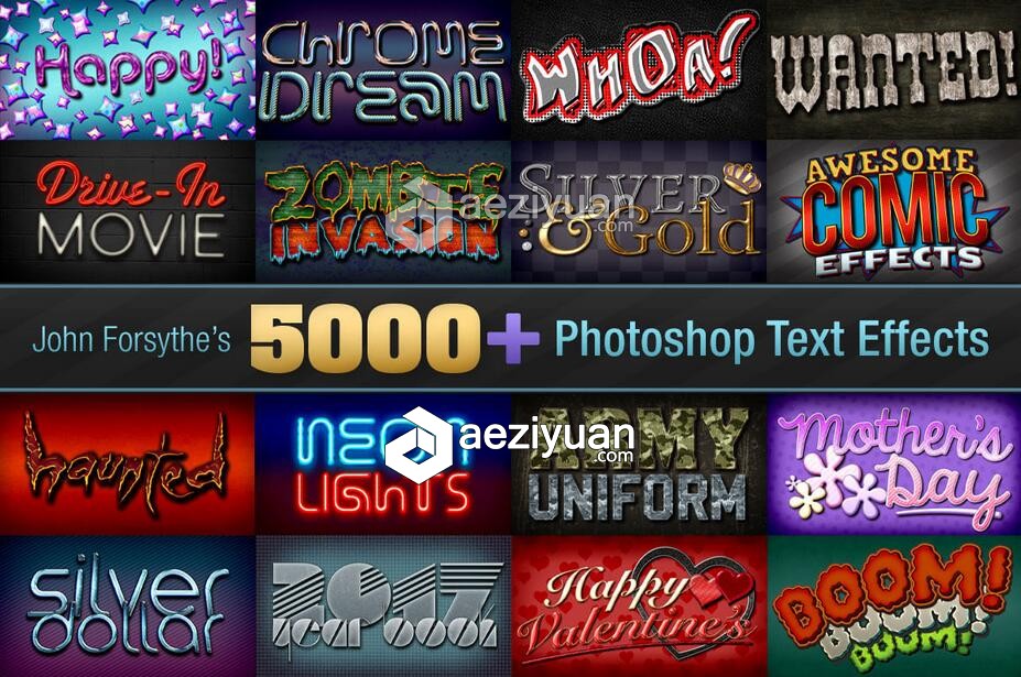 5,293种PS样式 5,000+ Professional Text Effects 大合集样式,professional,effects,合集 - AE资源网 www.aeziyuan.com