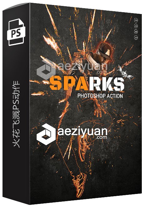 火花飞溅PS动作 Sparks Photoshop Action 附视频教程动作,photoshop,action,视频教程 - AE资源网 www.aeziyuan.com