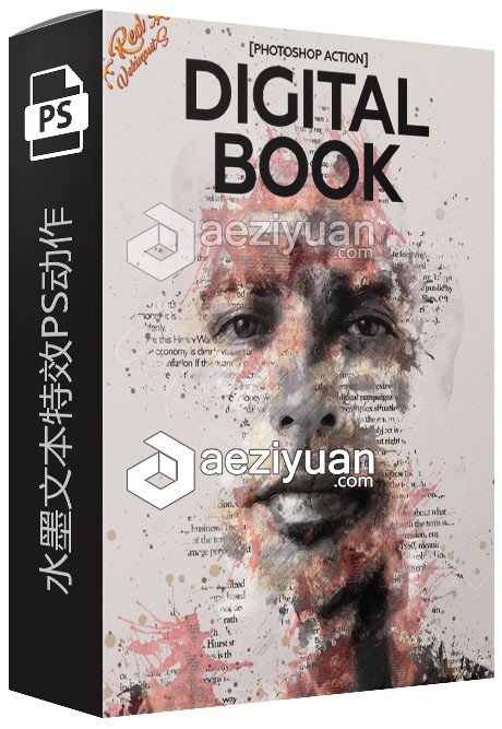 水墨文本特效动作 Digitalbook Photoshop Action 附视频教程特效,动作,photoshop,action,视频教程 - AE资源网 www.aeziyuan.com