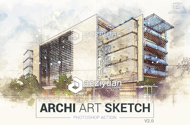 建筑艺术素描草图PS动作 Archi Art Sketch Photoshop Action V2 附教程建筑艺术,素描,草图,动作,photoshop - AE资源网 www.aeziyuan.com