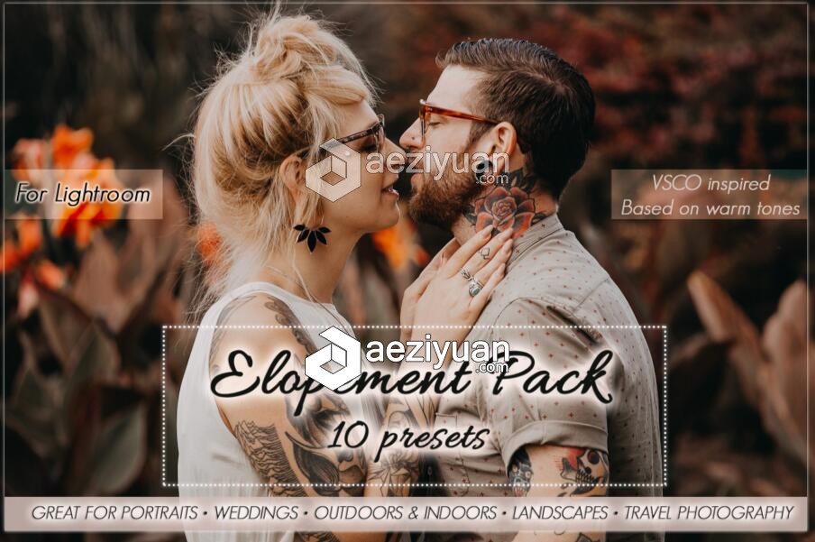 VSCO高端德系胶片Lightroom+ACR预设 Elopement Preset Pack for Lightroom高端,胶片,lightroom,预设 - AE资源网 www.aeziyuan.com