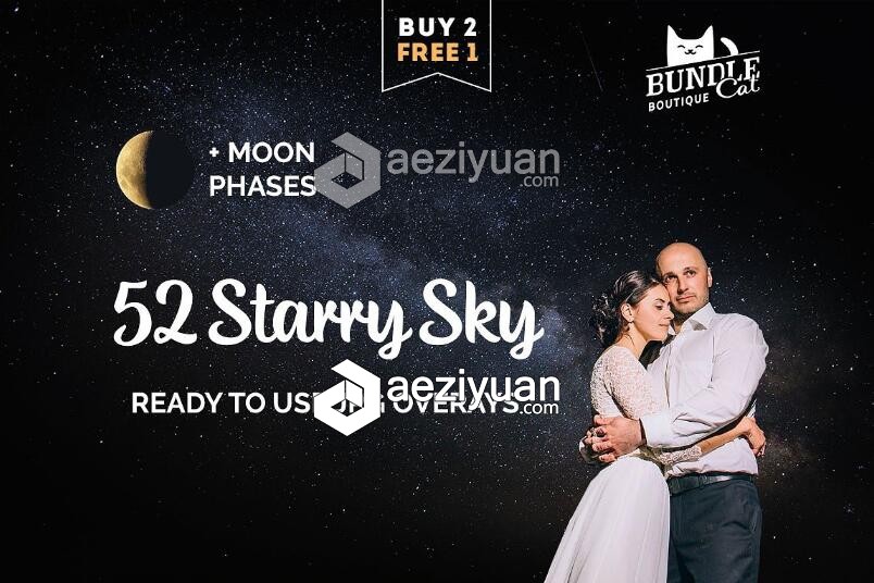 52组高清月亮星辰星空银河叠加合成背景素材 52 Starry Sky Photoshop Overlays星空,银河,叠加,合成,背景 - AE资源网 www.aeziyuan.com