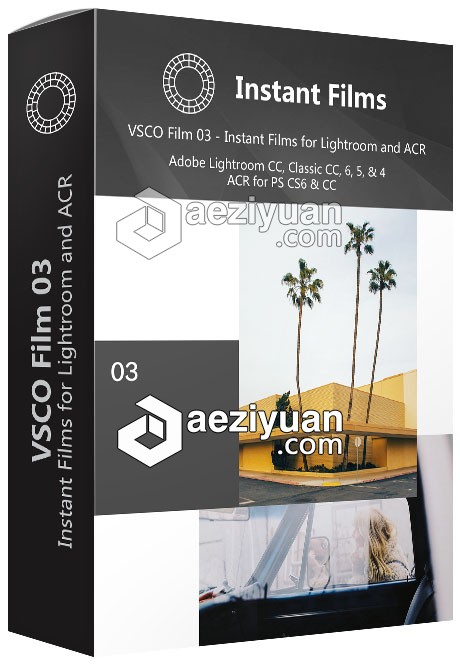 VSCO Film 03 - Instant Films for Lightroom and ACR 传统电影胶片LR预设+ACR预设instant,lightroom,电影胶片,预设 - AE资源网 www.aeziyuan.com