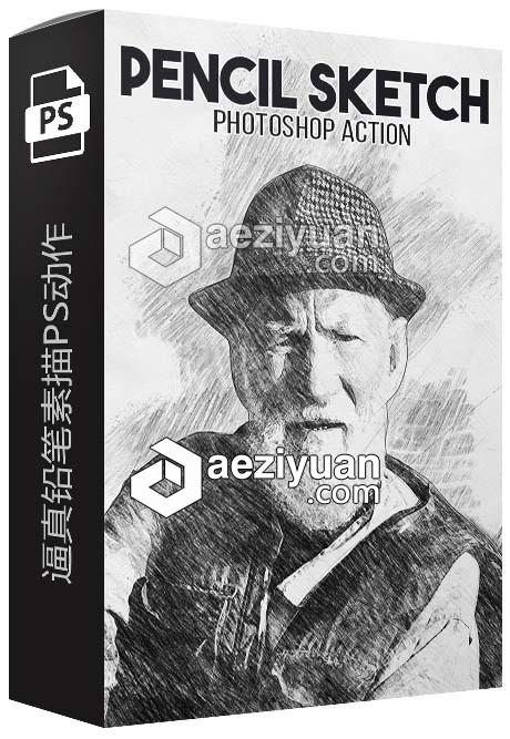 逼真铅笔素描PS动作 Pencil Sketch Photoshop Action 附视频教程逼真,铅笔,素描,动作,pencil - AE资源网 www.aeziyuan.com