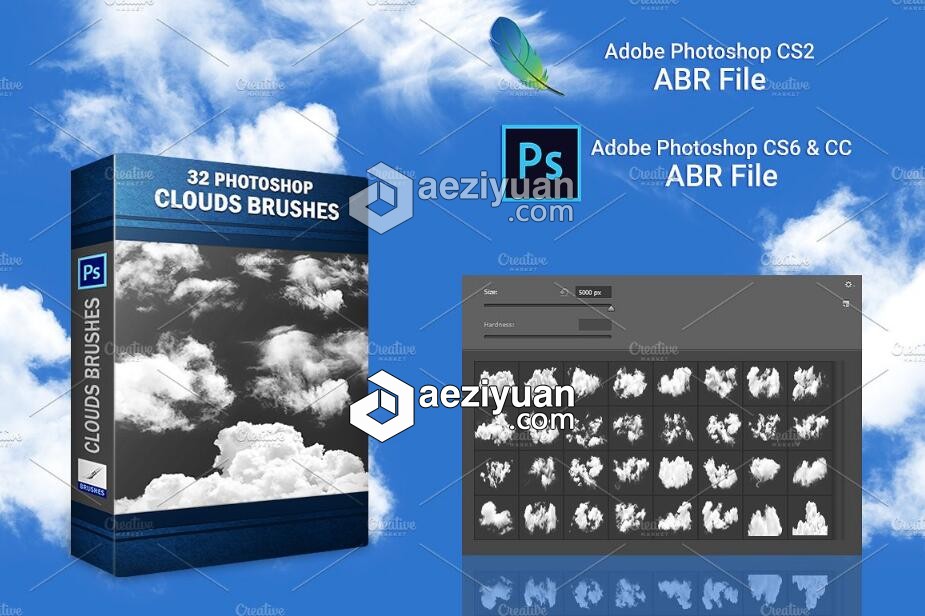 高分辨率白云云彩PS笔刷 32 Photoshop Clouds Brushes高分辨率,分辨率,云彩,笔刷,photoshop - AE资源网 www.aeziyuan.com