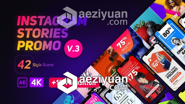 手机竖屏微信媒体类包装设计排版动画AE模板 Videohive Instagram Stories Promo手机,微信,媒体,包装设计,设计排版 - AE资源网 www.aeziyuan.com