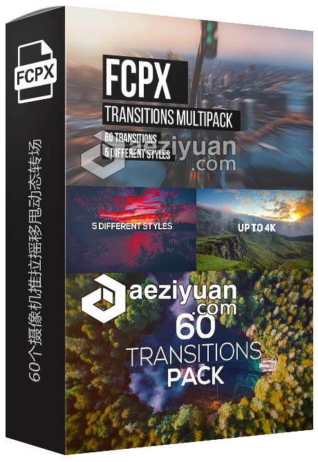 FCPX插件：60个摄像机推拉摇移甩动态转场Transitions Multipack插件,摄像机,动态,转场,transition - AE资源网 www.aeziyuan.com