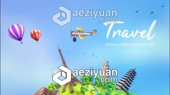 时尚卡通环球旅游展示片头AE模板 Videohive Travel | After Effects Template时尚,卡通,环球旅游,展示,片头 - AE资源网 www.aeziyuan.com